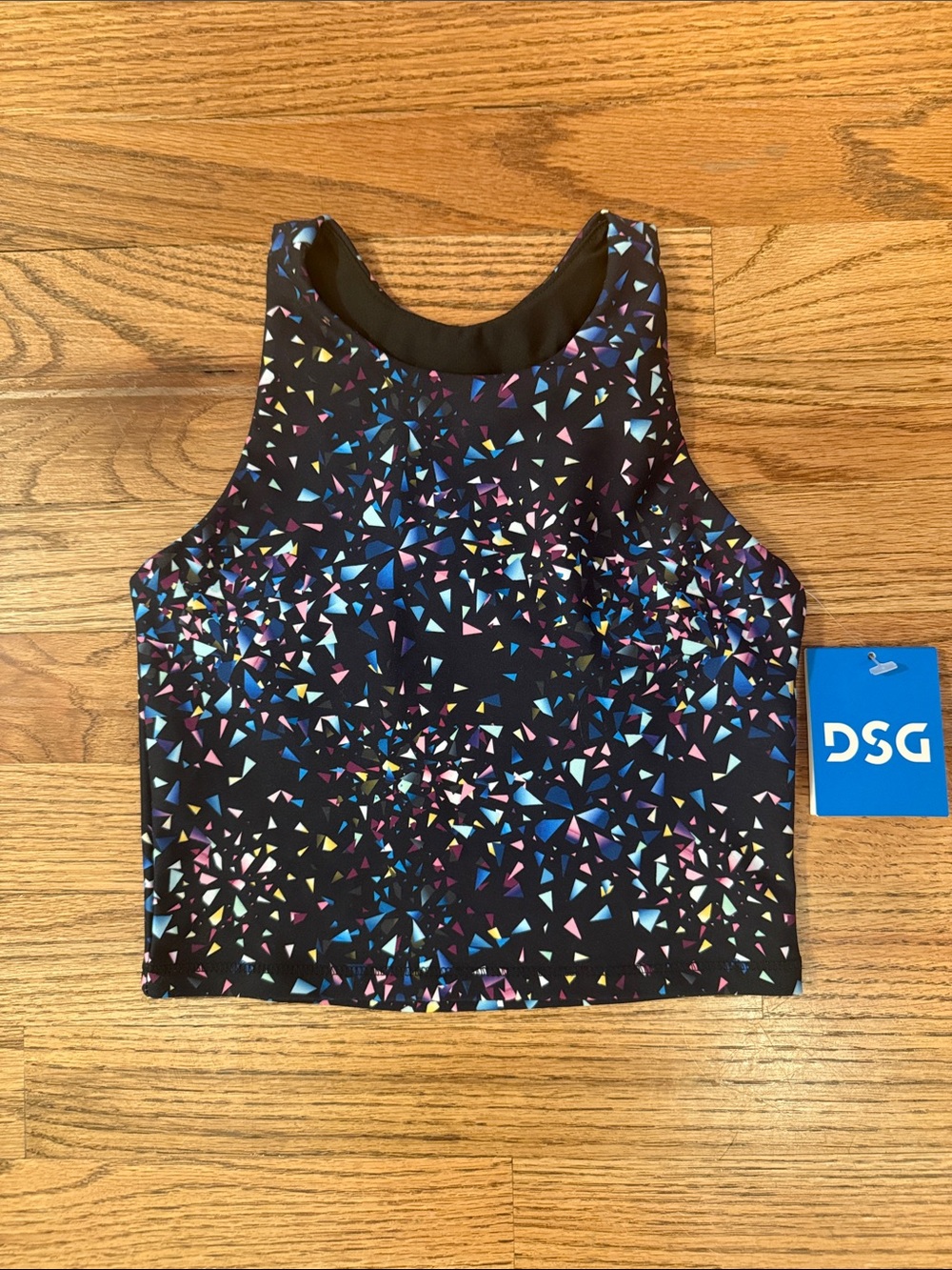 DSG Black Crop Tank with Multicolor Shard Print - size XS girls